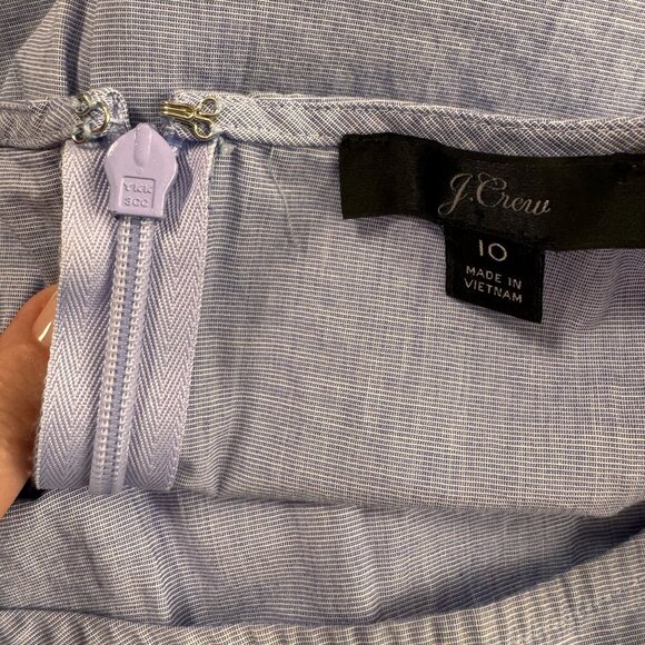 J Crew Tailored Shirt Womens 10 Long Sleeve Blue Chambray Puff Sleeve Zip Back - Picture 3 of 6